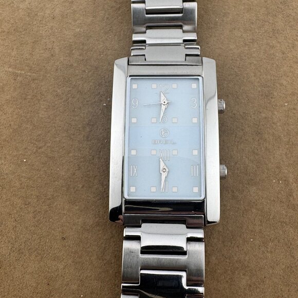 Like New Breil Dual Time Watch Solid Stainless Steel with Curved Mineral Crystal - Picture 2 of 9